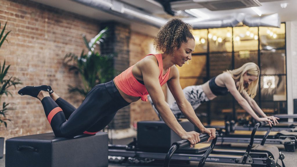 two girls exercising